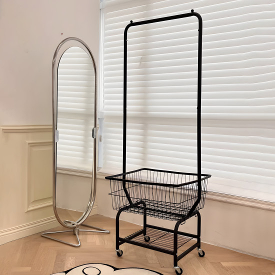 Metal Clothing Rack with Storage Basket